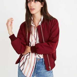 Madewell Cranberry Bomber Jacket, NWT!!